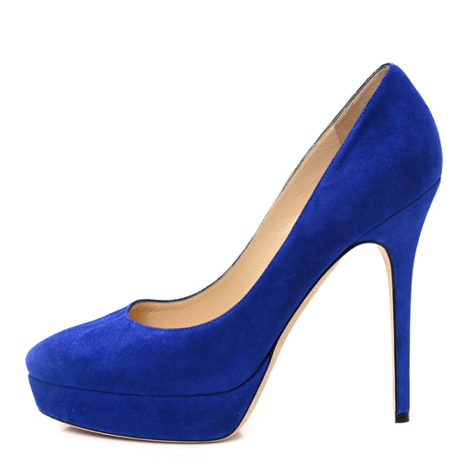 Suede 120mm Platform Pumps 38 Electric Blue