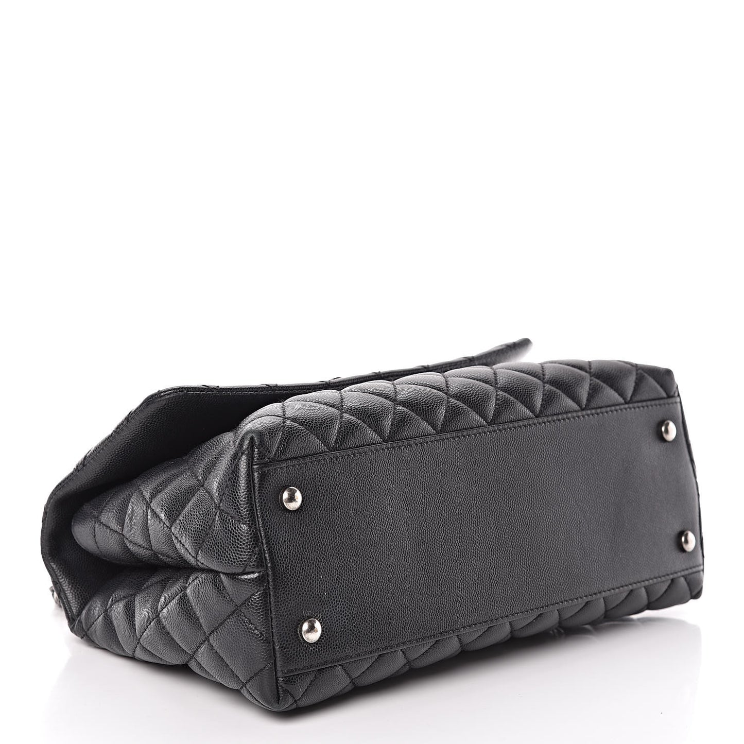 Caviar Lizard Quilted Small Coco Handle Flap Black