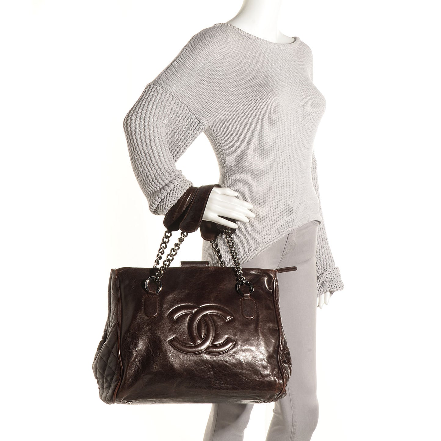 Calfskin Medium Perfect Day Tote Dark Brown