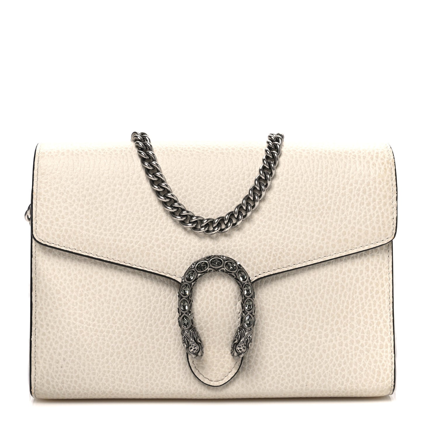 Dollar Calfskin Mini Dionysus Chain Wallet Mystic White