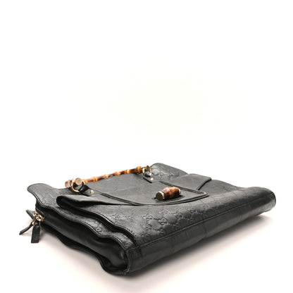 Gucci Guccissima Bamboo Messenger Bag Black 4 of 13