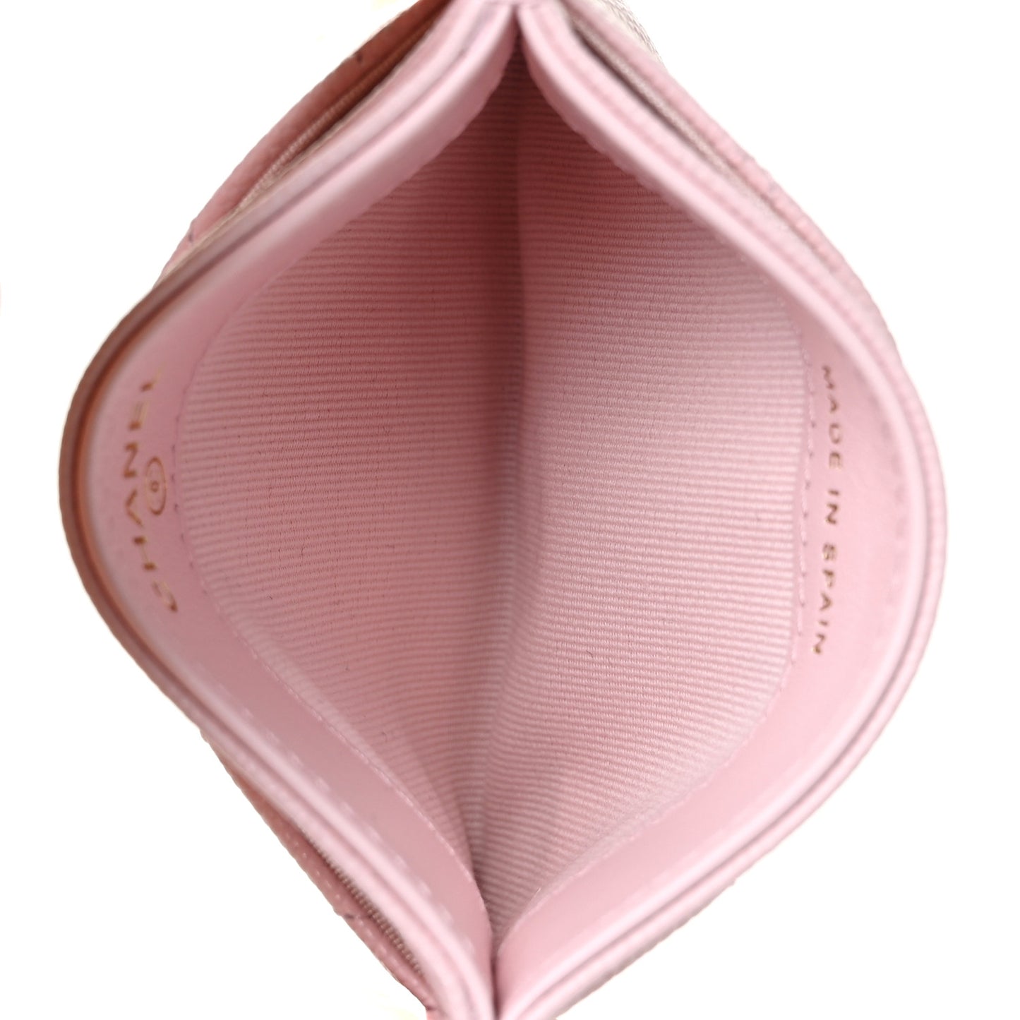 Caviar Quilted Crystal Card Holder Pink