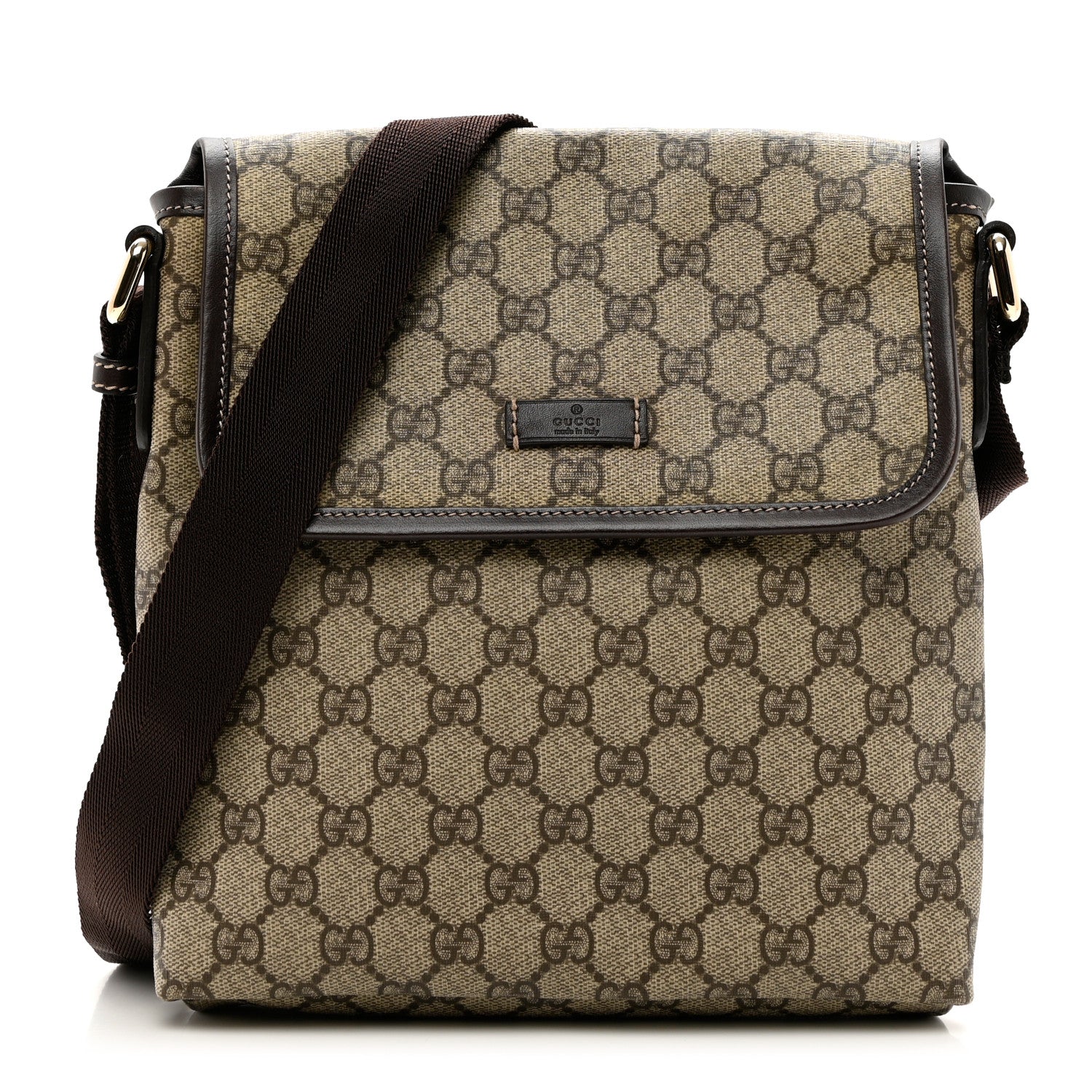 Gucci GG Plus Monogram Small Flap Messenger Bag Beige Dark Brown 1 of 8