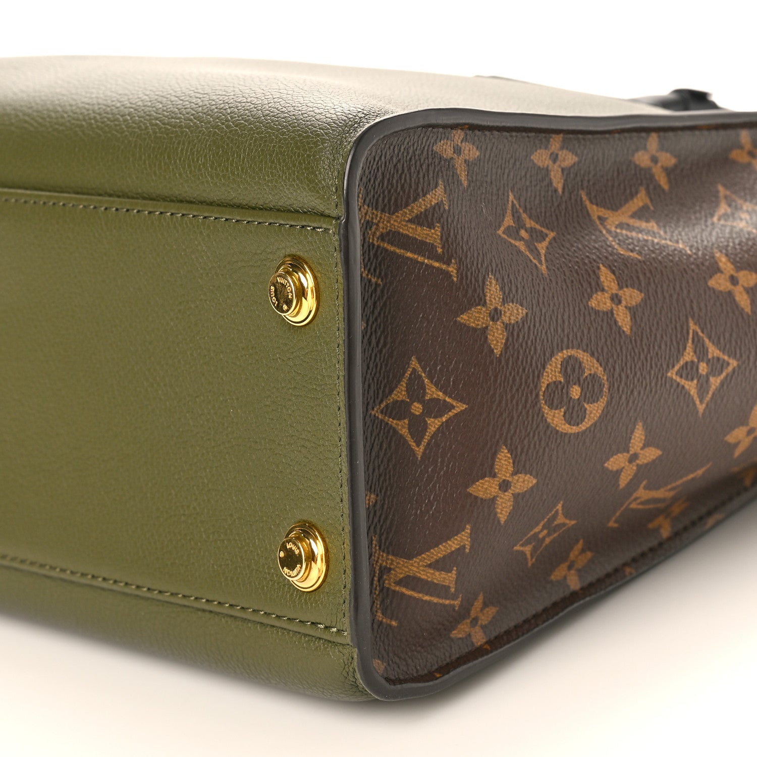 Louis Vuitton Calfskin Monogram On My Side MM Laurier Green Toffee Latte Beige 9 of 9