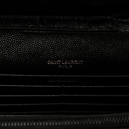 Saint Laurent Grain De Poudre Matelasse Chevron Monogram Monochrome Chain Wallet Black 7 of 9