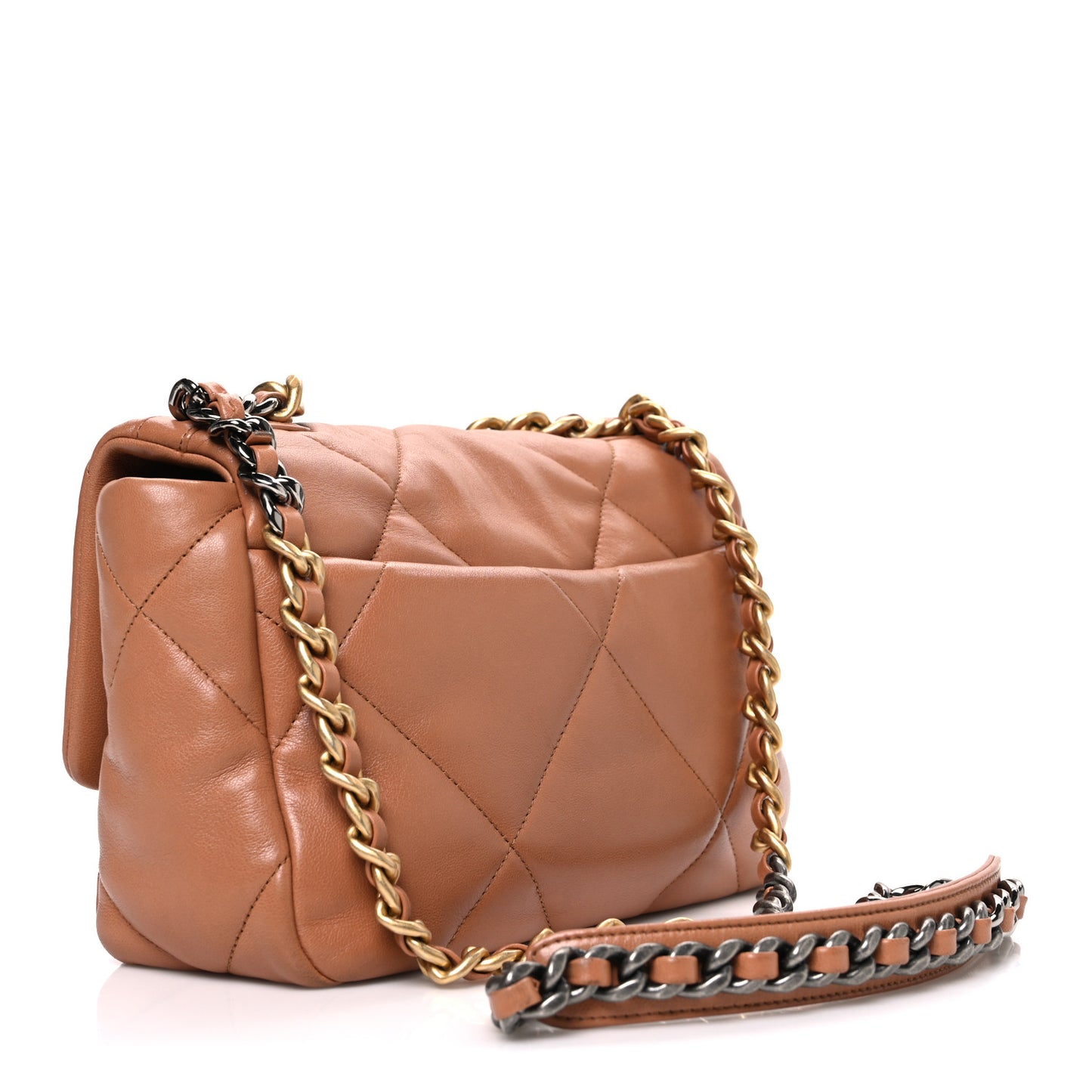 Lambskin Quilted Medium Chanel 19 Flap Brown