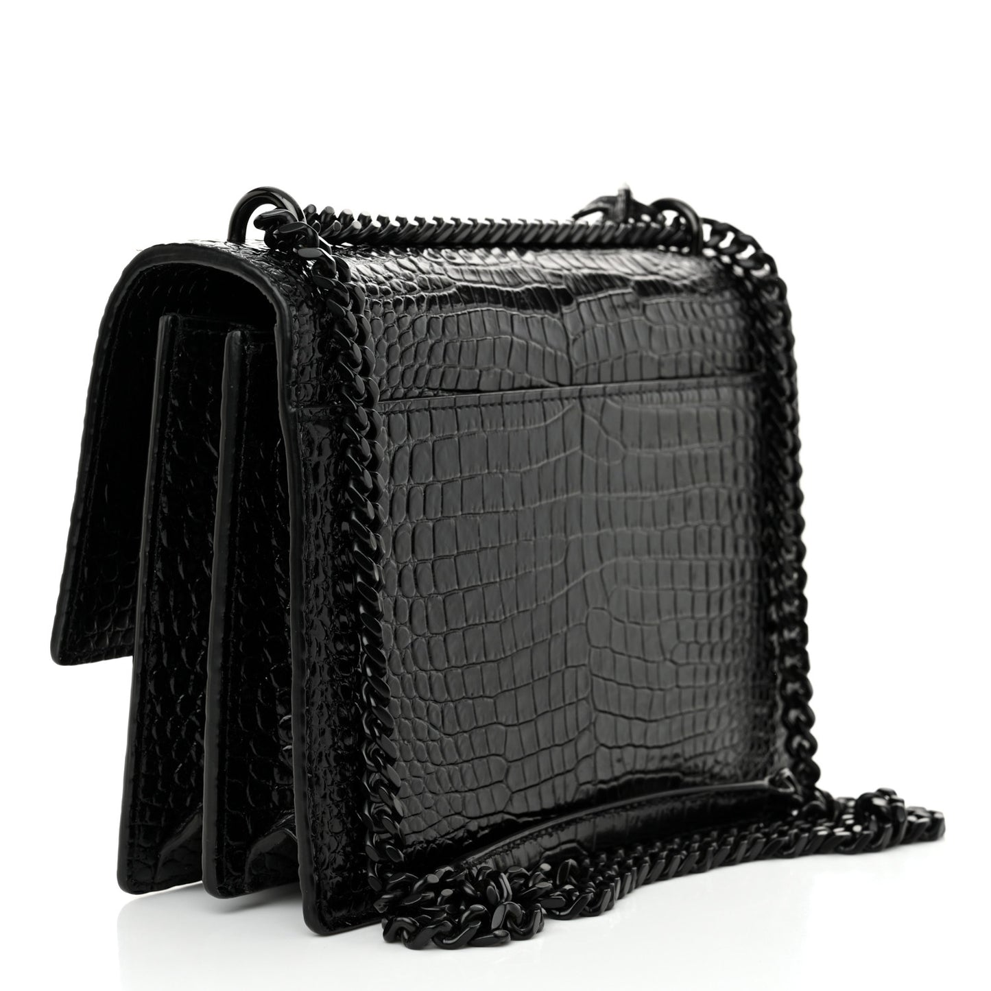 Calfskin Crocodile Embossed Medium Monochrome Monogram Sunset Black
