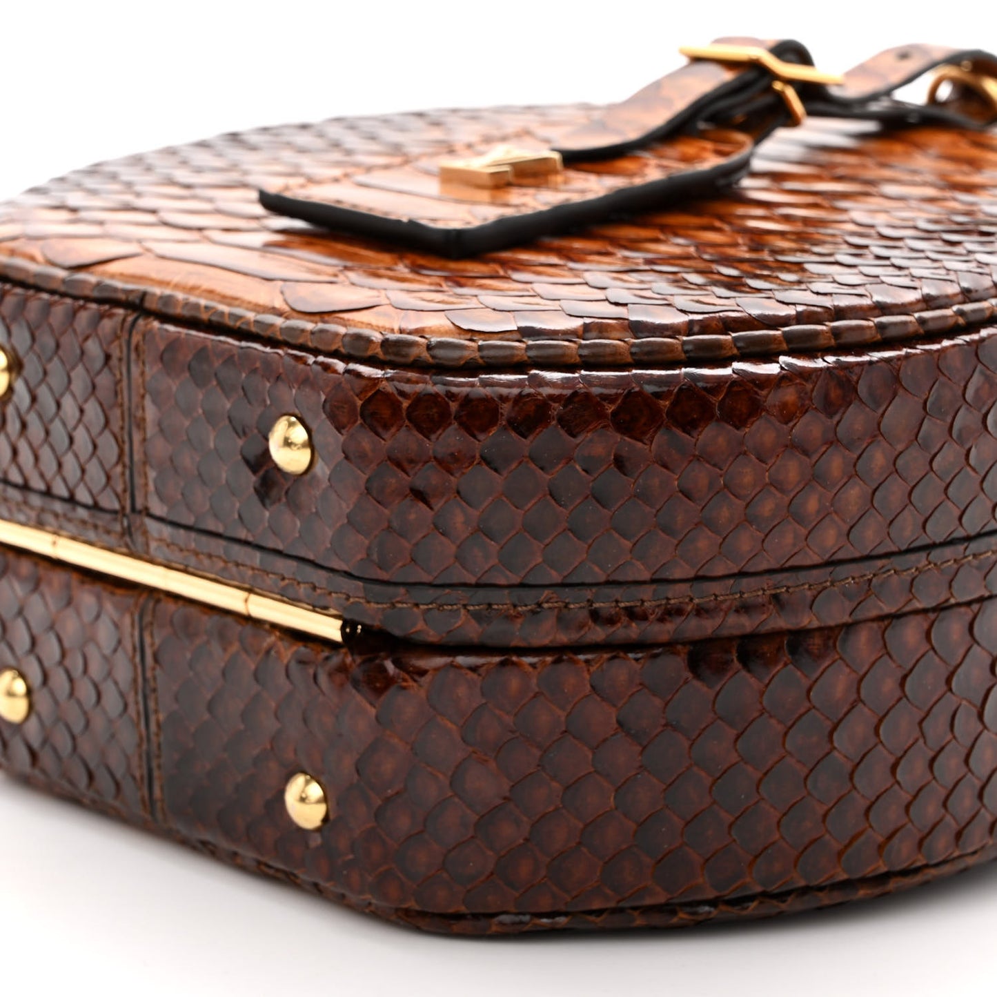 Snakskin Petite Boite Chapeau Brown