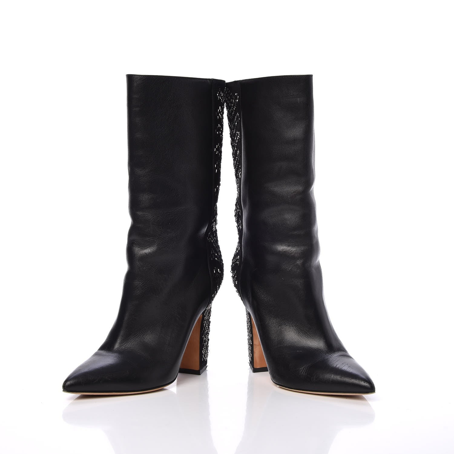 Valentino Garavani Nappa Suede Beaded Boots 38 Black 6 of 16