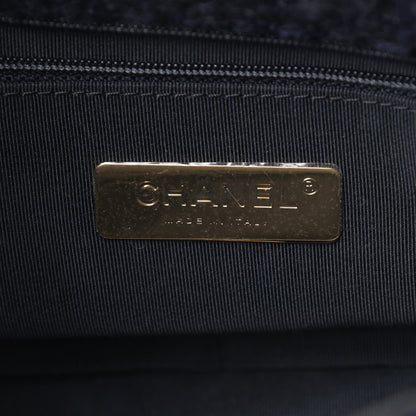 Chanel Tweed Quilted Large Chanel 19 Flap Navy Blue 6 of 12