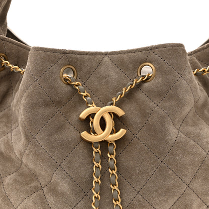 Chanel Suede Quilted Medium Chanel 25 Handbag Dark Grey 8 of 14
