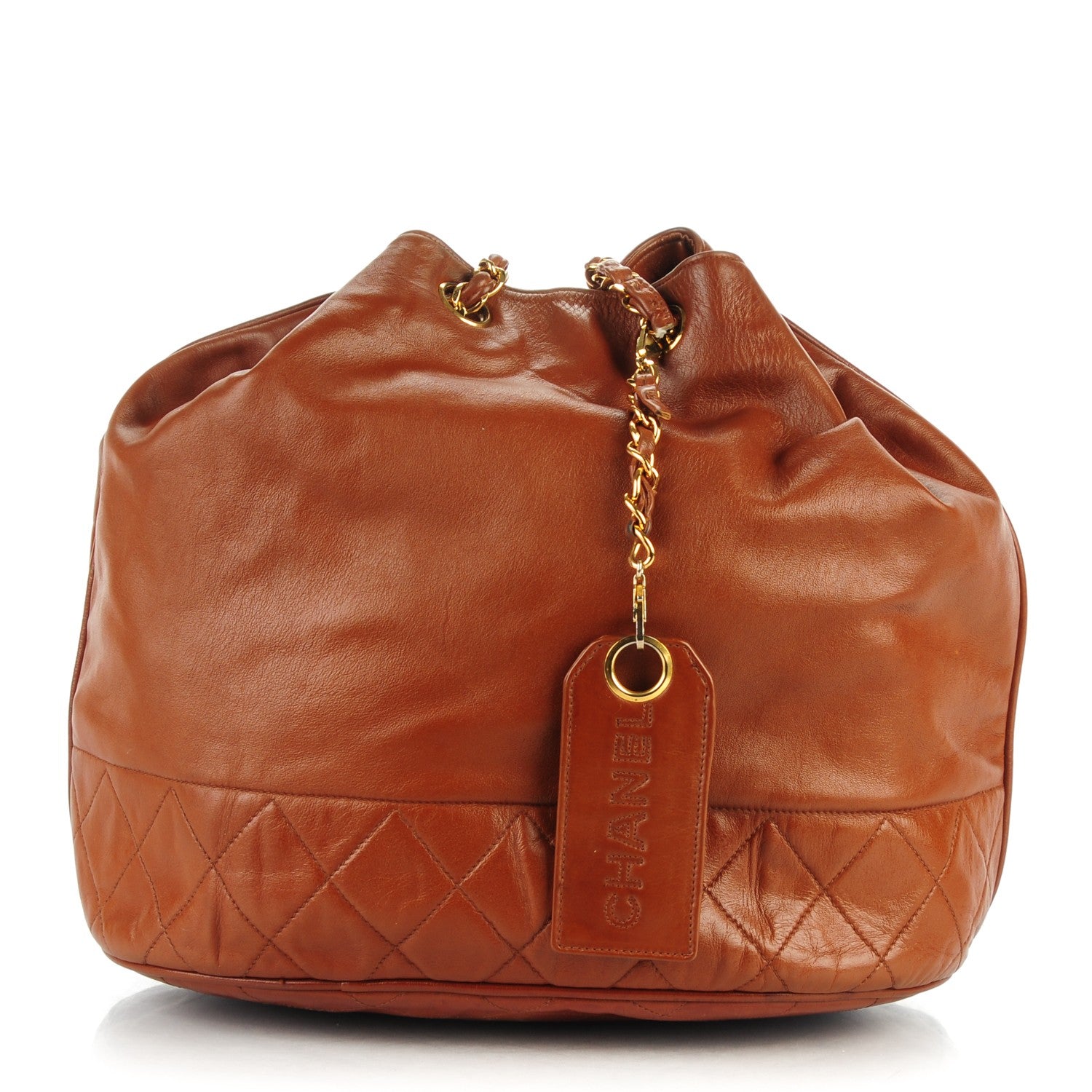 Chanel Lambskin Drawstring Shoulder Bag Light Brown 1 of 9