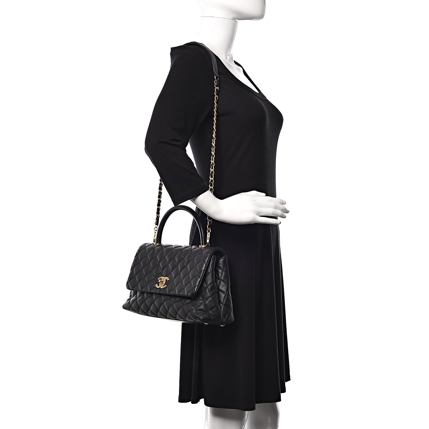 Chanel Caviar Quilted Small Coco Handle Flap Black 2 of 12
