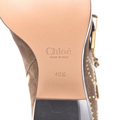 Chloe Suede Sheepskin Studded Susanna Ankle Boots 40.5 Dark Greige 6 of 8