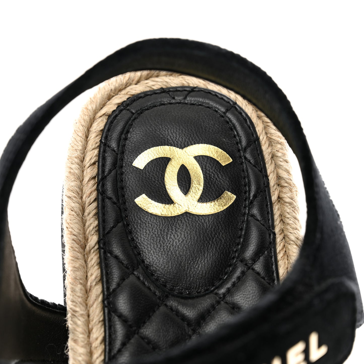 Velvet Lambskin CC Flat Sandals 40 Black