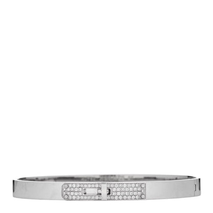 Hermes 18K White Gold Diamond PM Kelly Pave Bracelet ST 1 of 4
