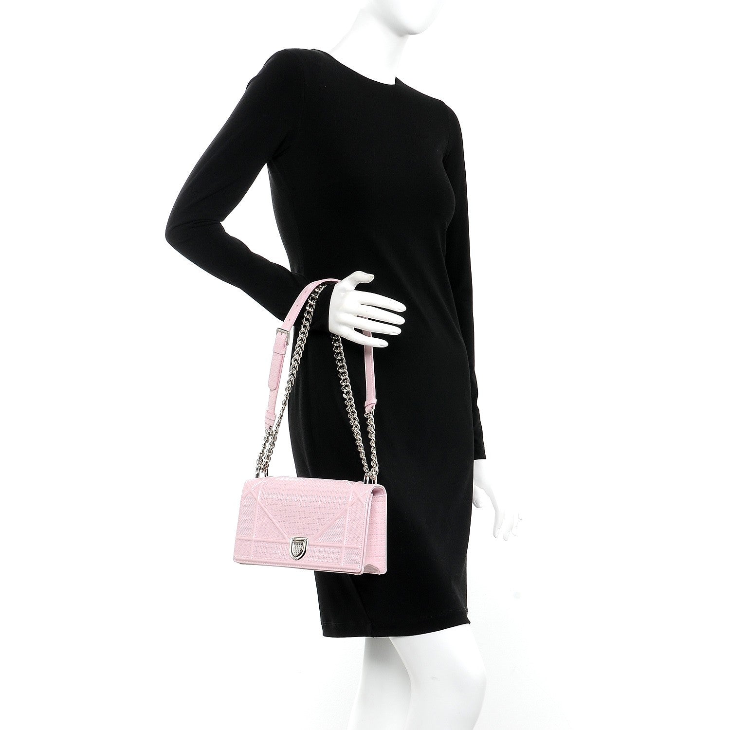 Christian Dior Patent Micro-Cannage Small Diorama Flap Bag Rose 3 of 7