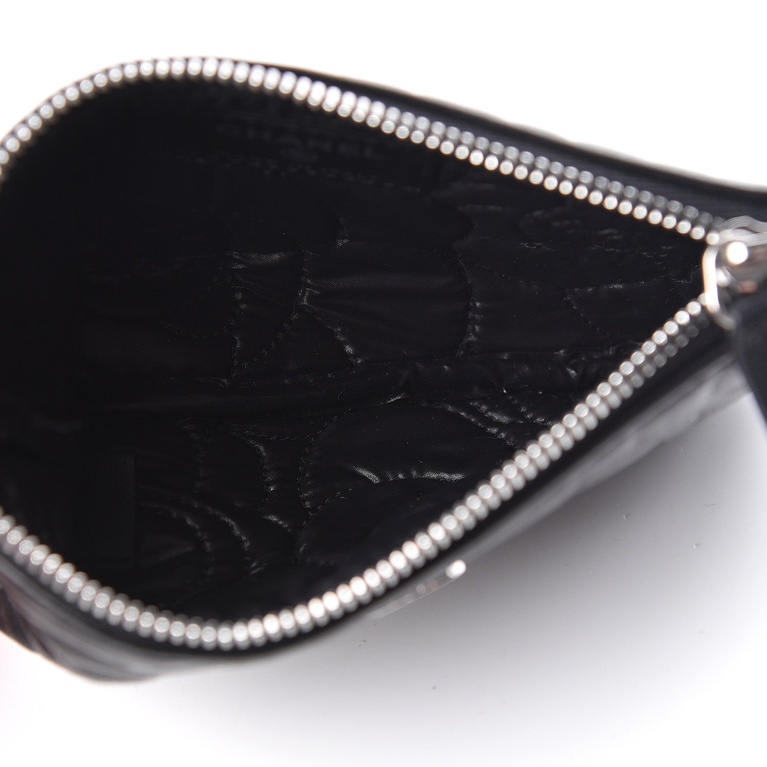 Chanel Goatskin Camellia Embossed Cosmetic Pouch Black 5 of 10