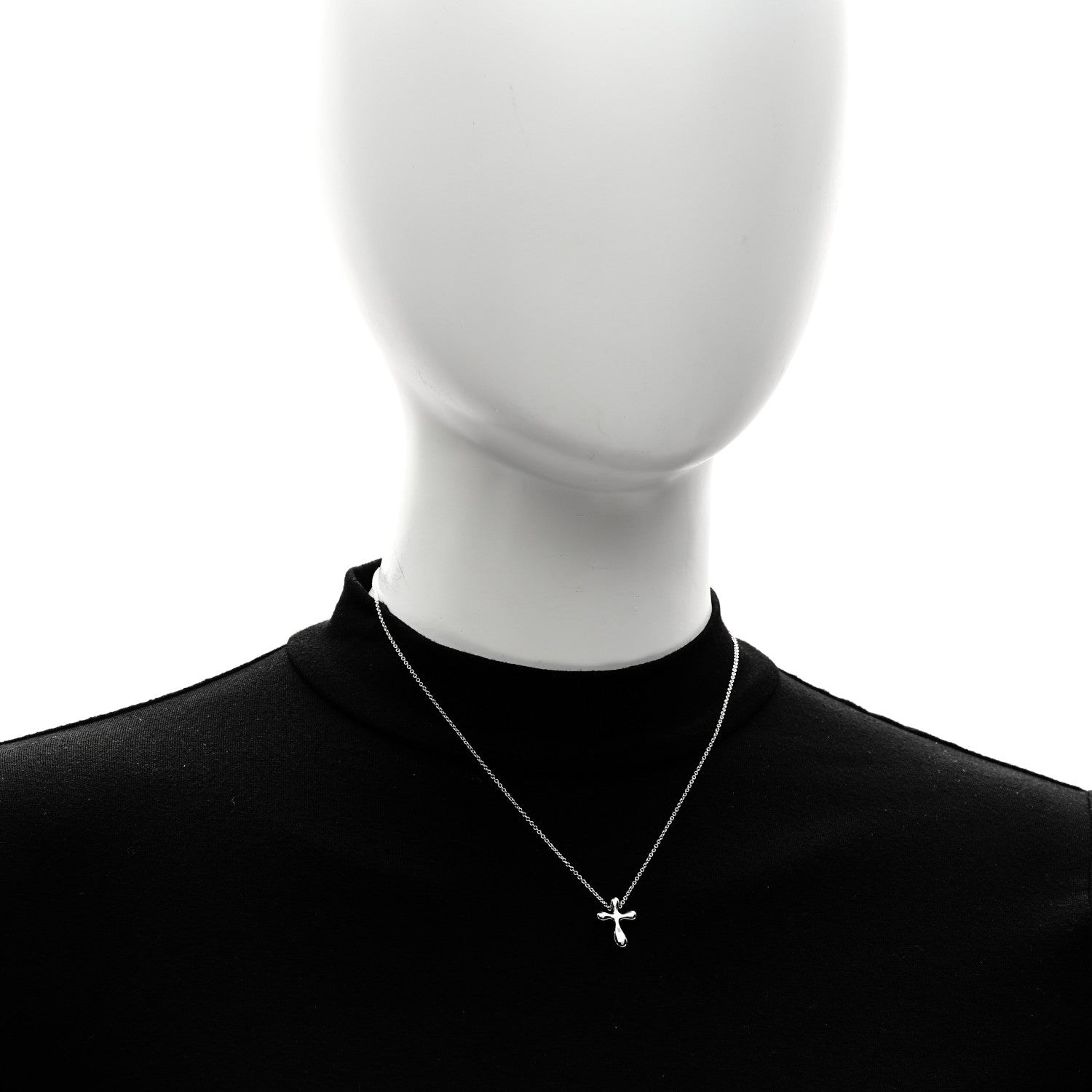 Tiffany Sterling Silver 12mm Elsa Peretti Cross Pendant Necklace 2 of 5