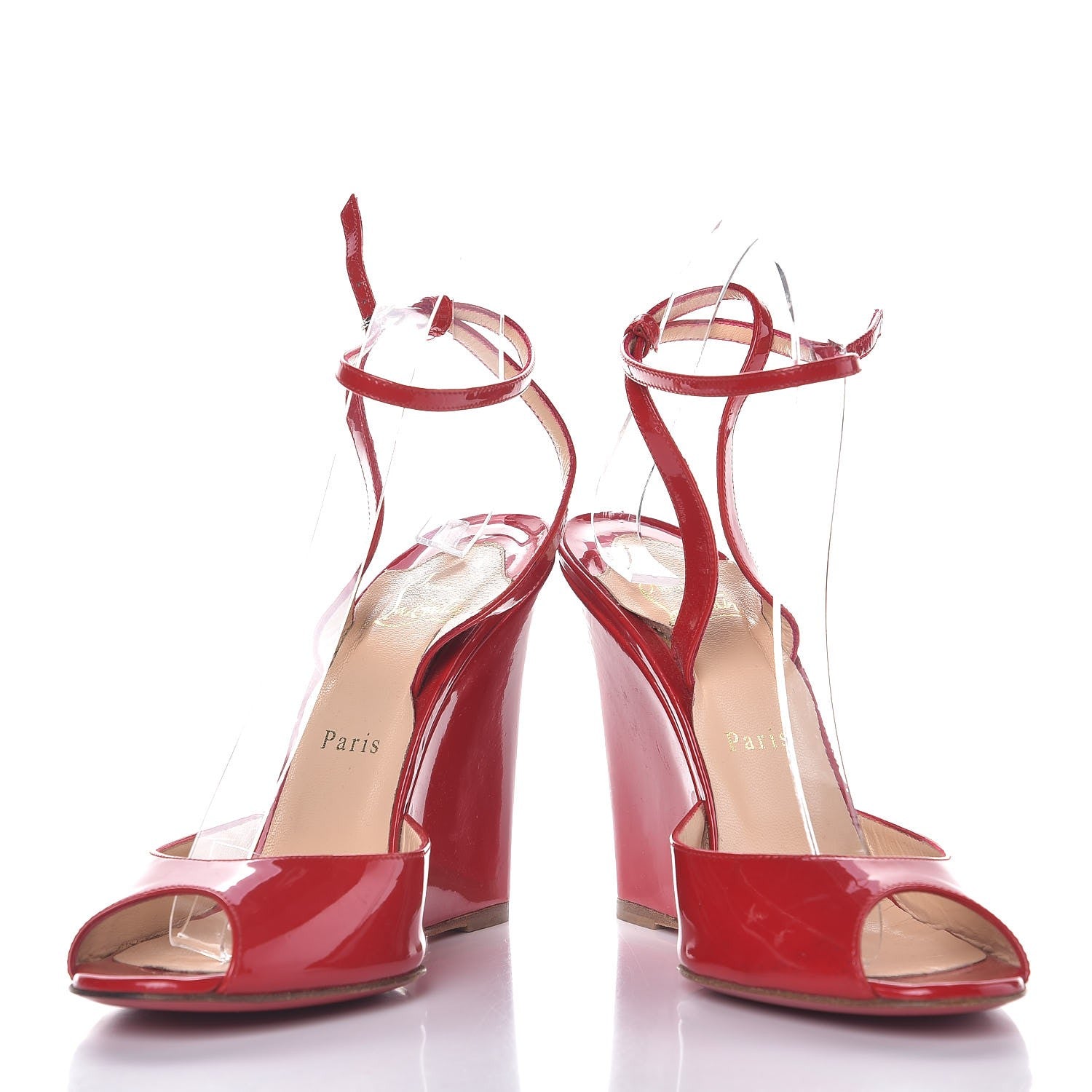 Christian Louboutin Patent Very Very 100 Wedge Sandals 38.5 Red 6 of 11
