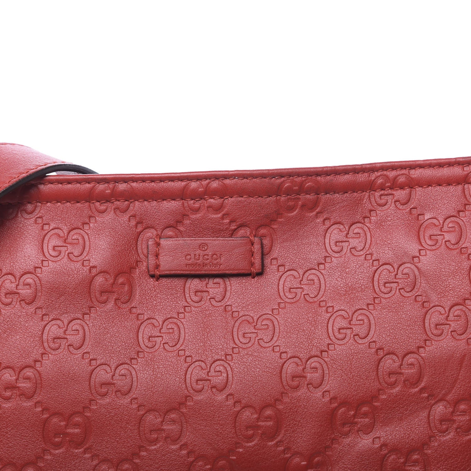 Gucci Guccissima Medium Flat Messenger Bag Red 10 of 14