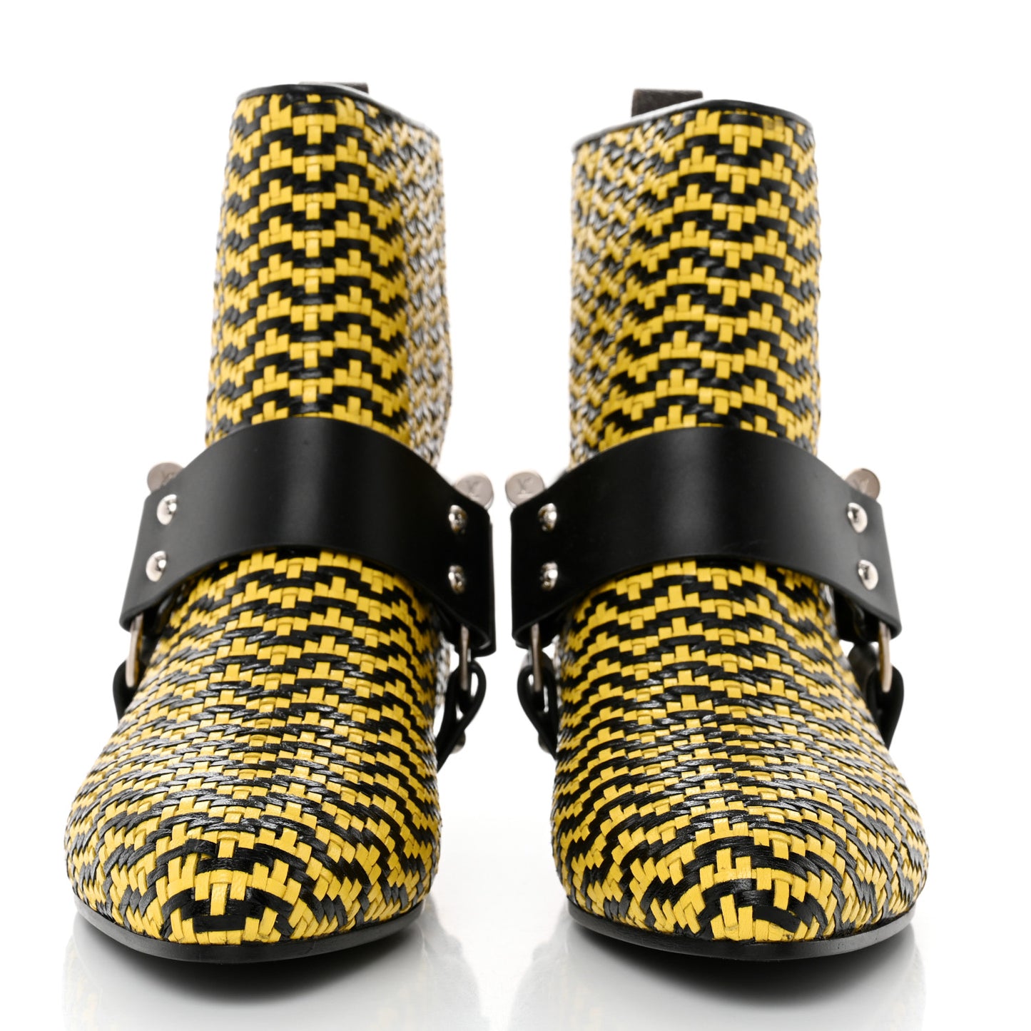 Calfskin Woven Rhapsody Ankle Boots 41 Yellow Black