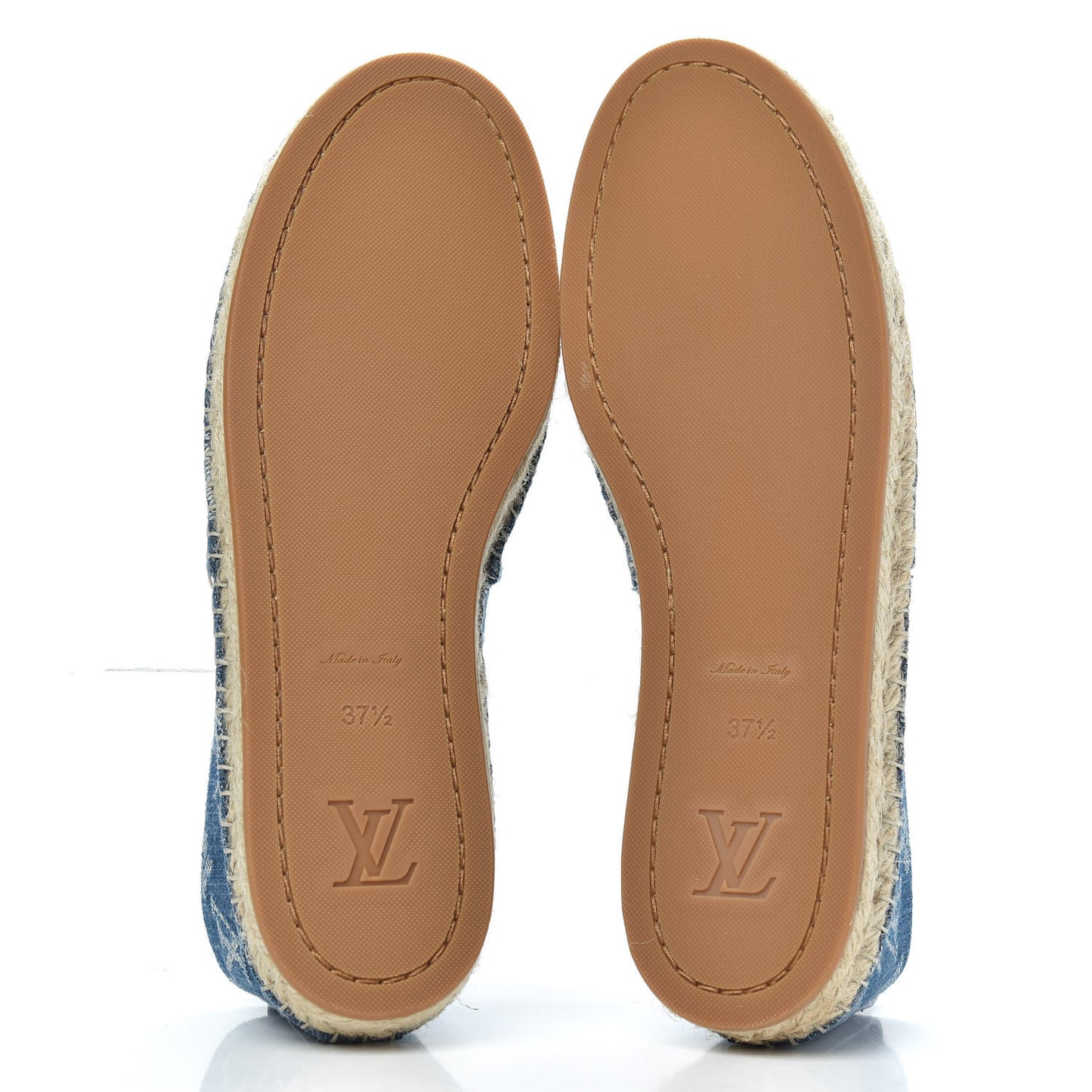 Monogram Denim Starboard Espadrille Flats 37.5 Blue