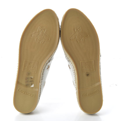 Gucci Calfskin Bee Star Embroidered Espadrilles 37 White 5 of 10