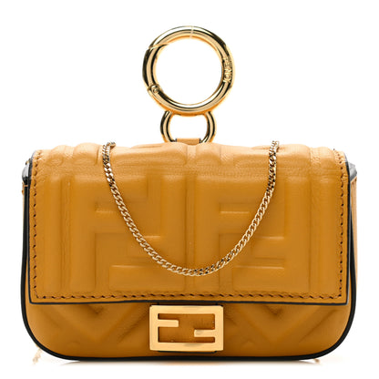 Fendi Nappa Matisse FF Embossed Nano Baguette Charm Zucca 1 of 11