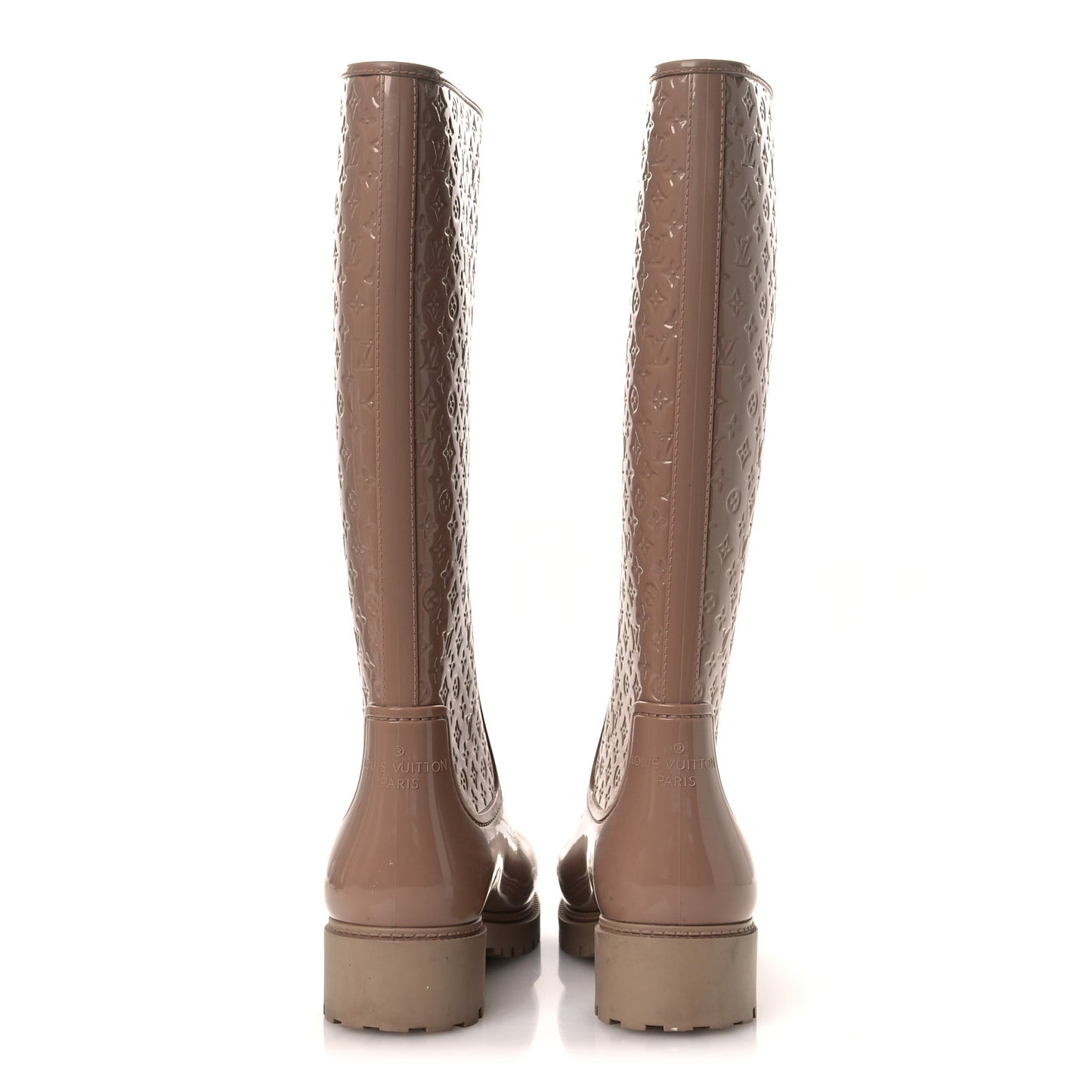 Rubber Embossed Monogram Splash Rain Boots 36 Rose Florentin
