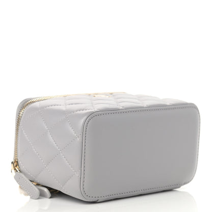 Chanel Lambskin Quilted Small Pearl Crush Vanity Case With Chain Grey 4 of 9