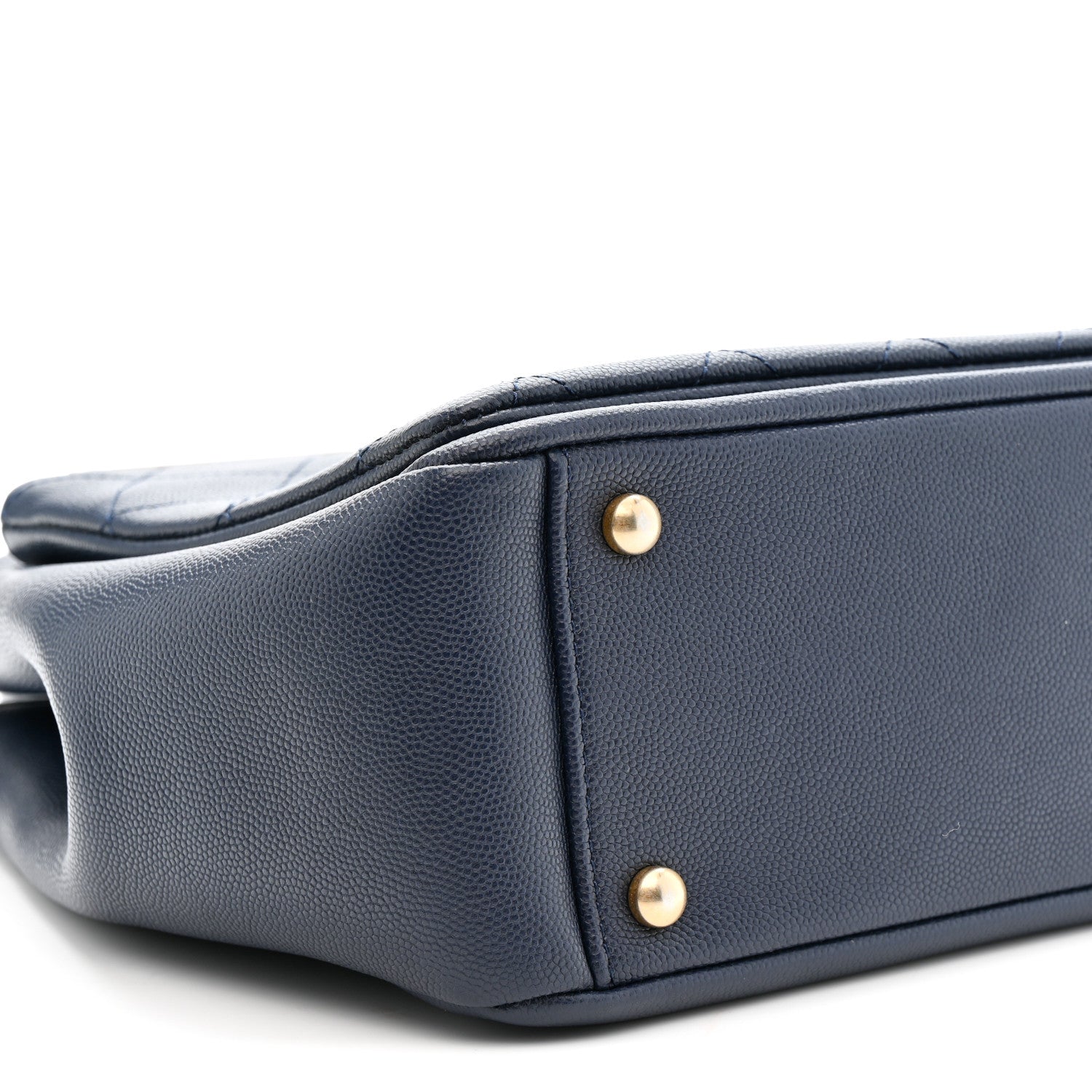 Chanel Grained Calfskin Stitched Small Lady Coco Top Handle Tote Navy 9 of 11