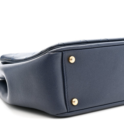 Chanel Grained Calfskin Stitched Small Lady Coco Top Handle Tote Navy 9 of 11
