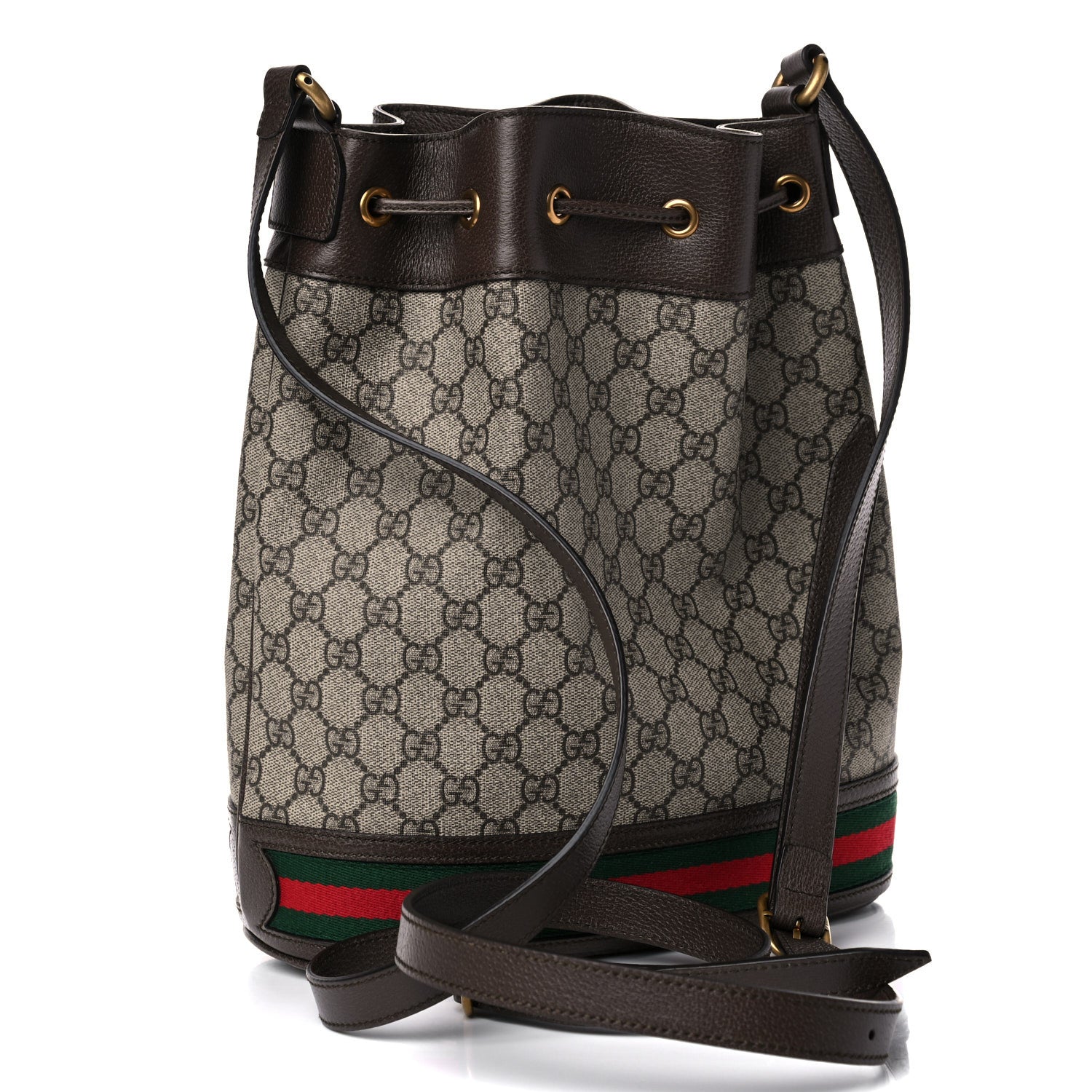 Gucci GG Supreme Monogram Web Ophidia Bucket Bag Brown 3 of 10