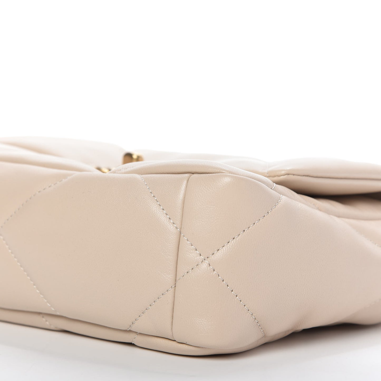 Goatskin Quilted Medium 19 Flap Beige
