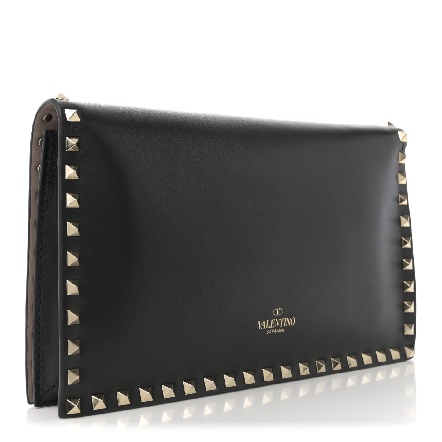 Nappa Small Rockstud Wristlet Clutch Black