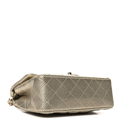 Chanel Metallic Lambskin Perforated Mini Rectangular Flap Light Gold 4 of 10