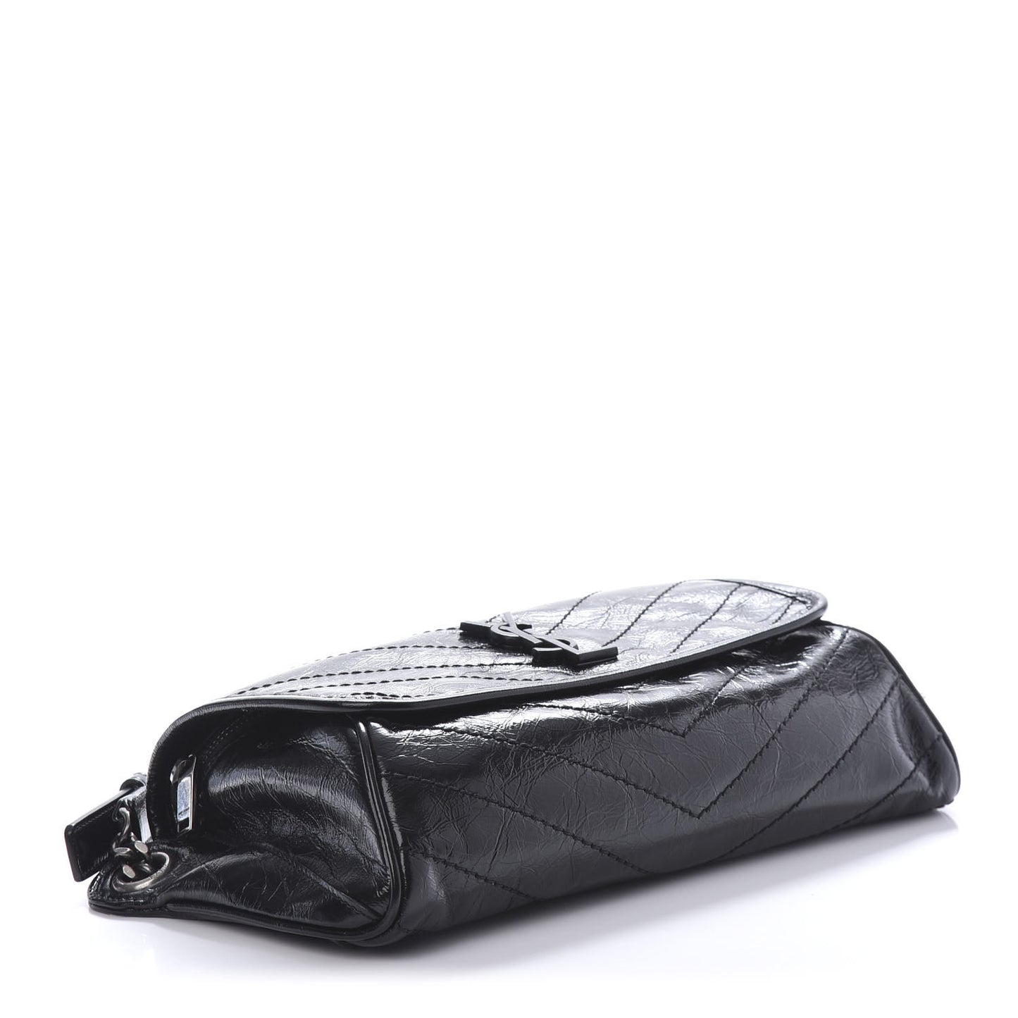Crinkled Calfskin Matelasse Monogram Niki Body Bag Black