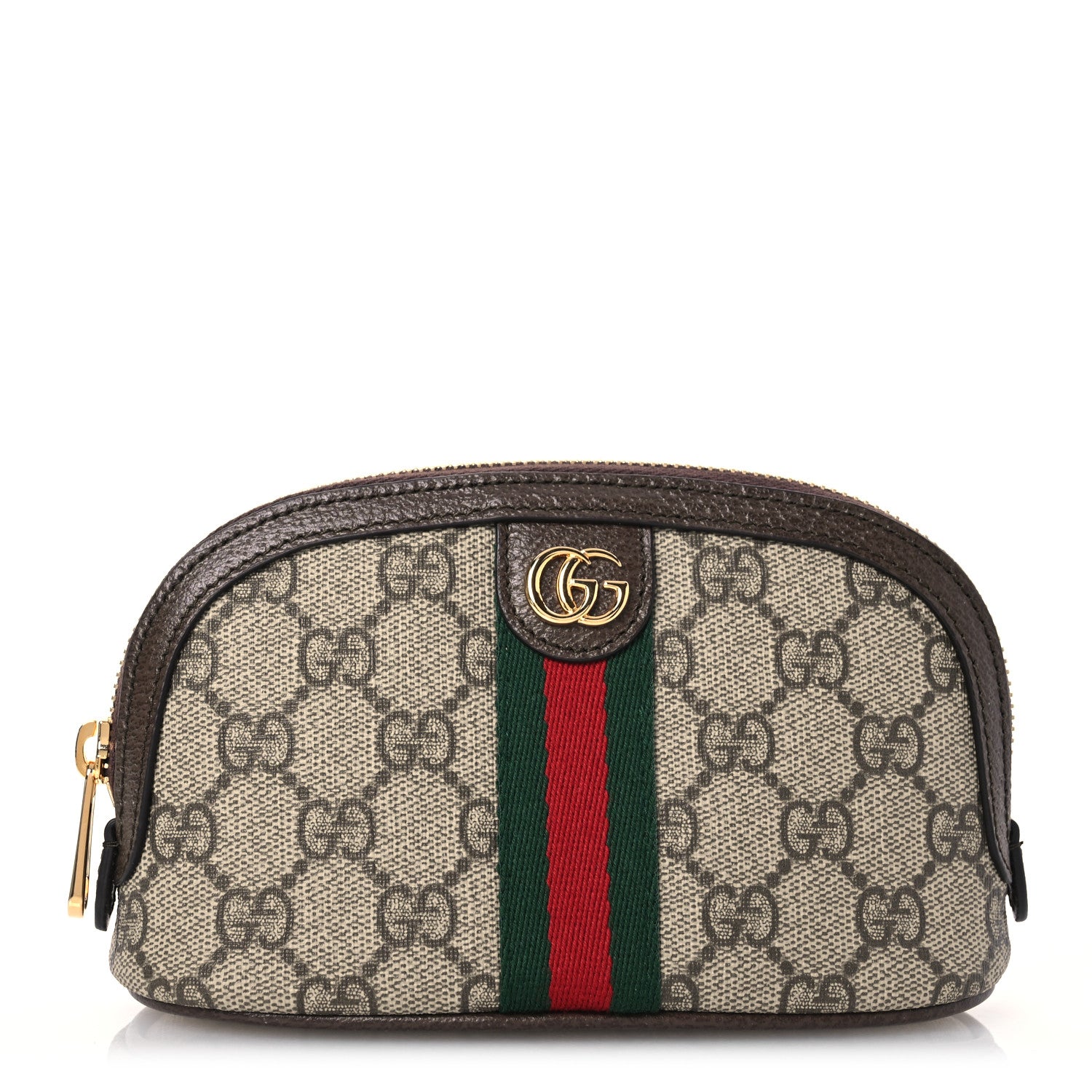 Gucci GG Supreme Monogram Textured Calfskin Web Medium Ophidia Cosmetic Case Beige Ebony New Acero 1 of 8