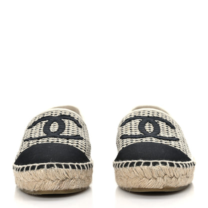 Chanel Mesh Grosgrain CC Espadrilles 39 Beige Black 2 of 7