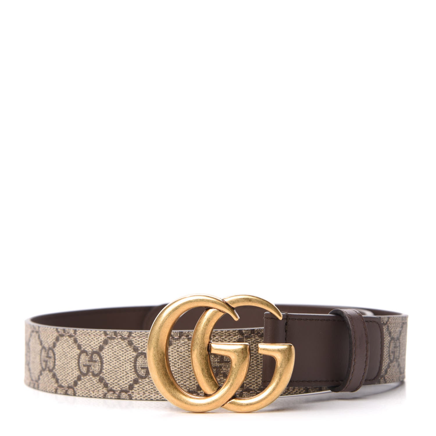 Gucci GG Supreme Monogram Matte Plutone Calfskin Double G 30mm Belt 75 30 Beige Ebony New Acero 1 of 5