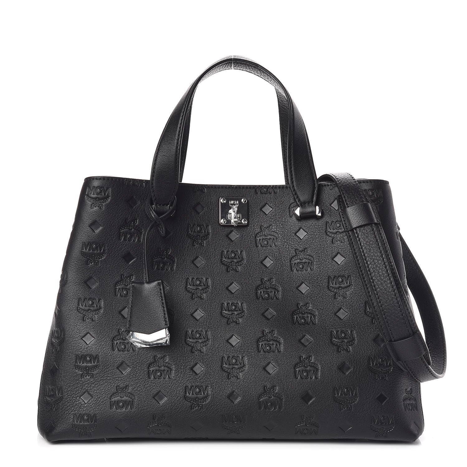 MCM Calfskin Ottomar Monogram Large Essential Tote Black 1 of 10