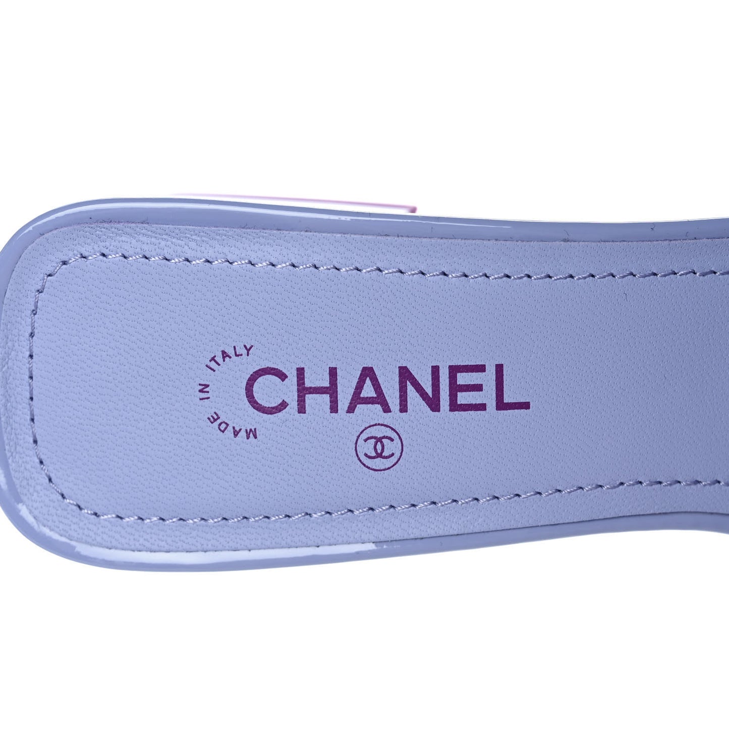 Patent Calfskin CC Mules 36 Light Purple Dark Purple