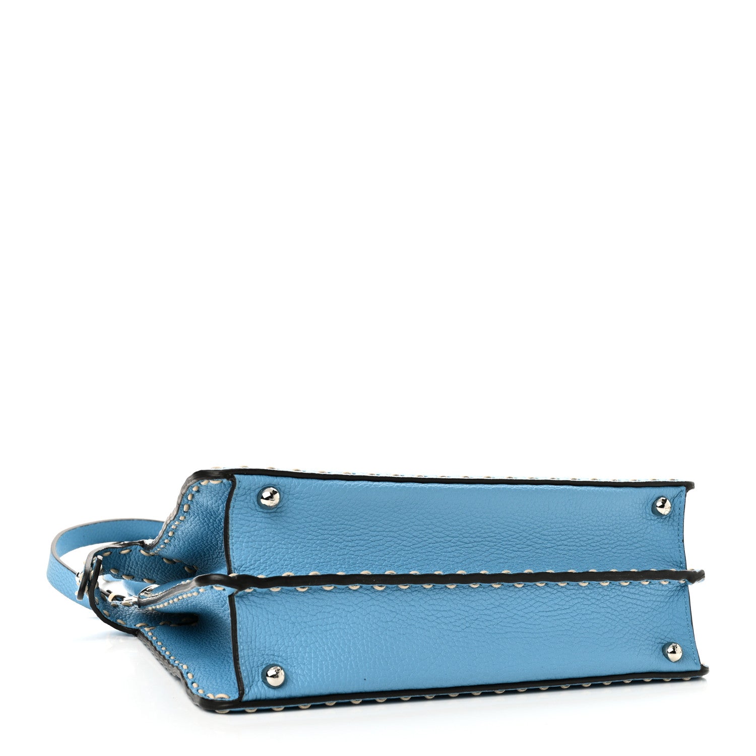 Fendi Vitello Granato Camoscio Selleria Macro Stitchings Medium Peekaboo I SEE U Satchel Turquoise 4 of 9
