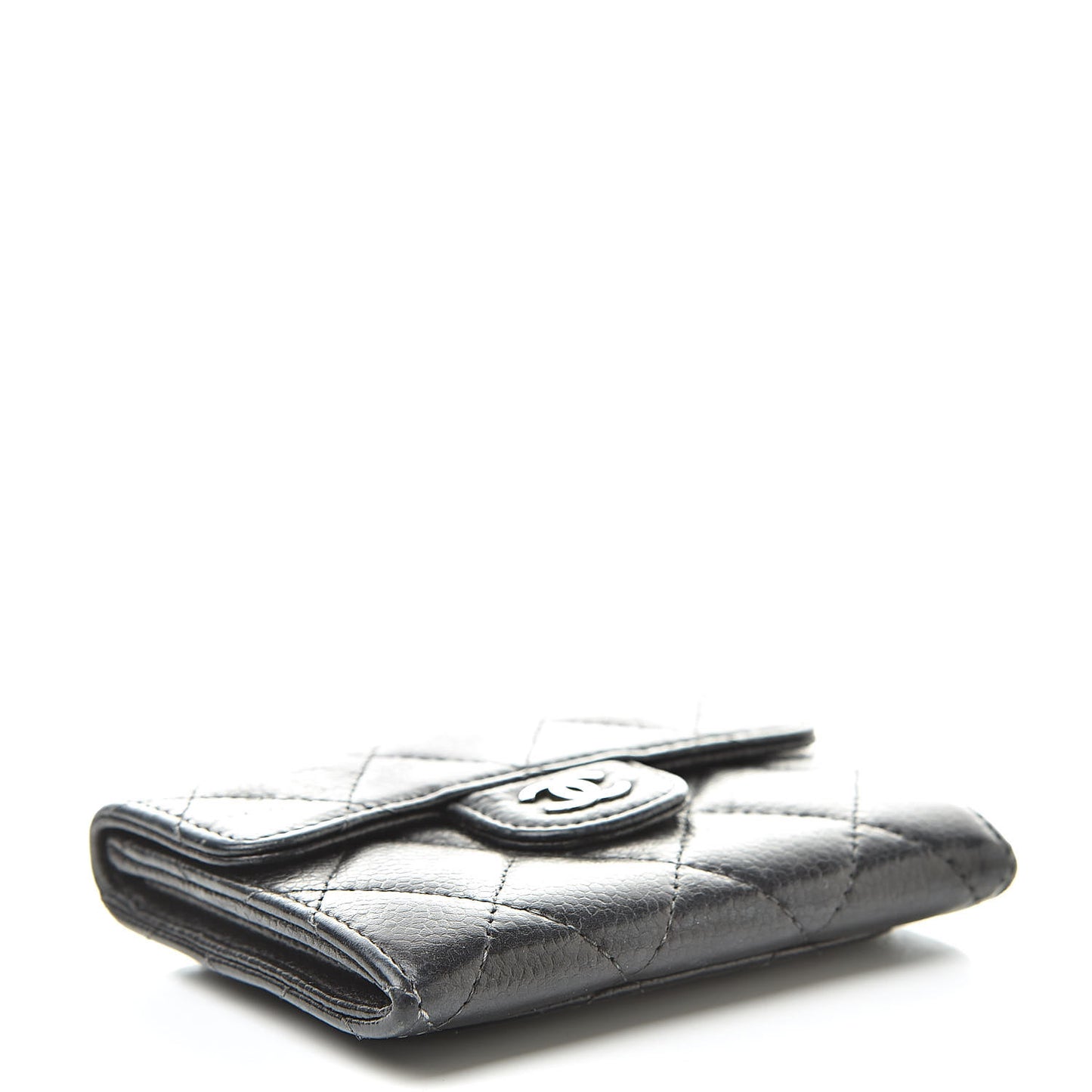 Caviar Quilted Flap Card Holder Black