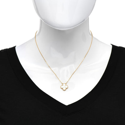 Van Cleef & Arpels 18K Yellow Gold Mother of Pearl Vintage Alhambra Pendant Necklace 2 of 5