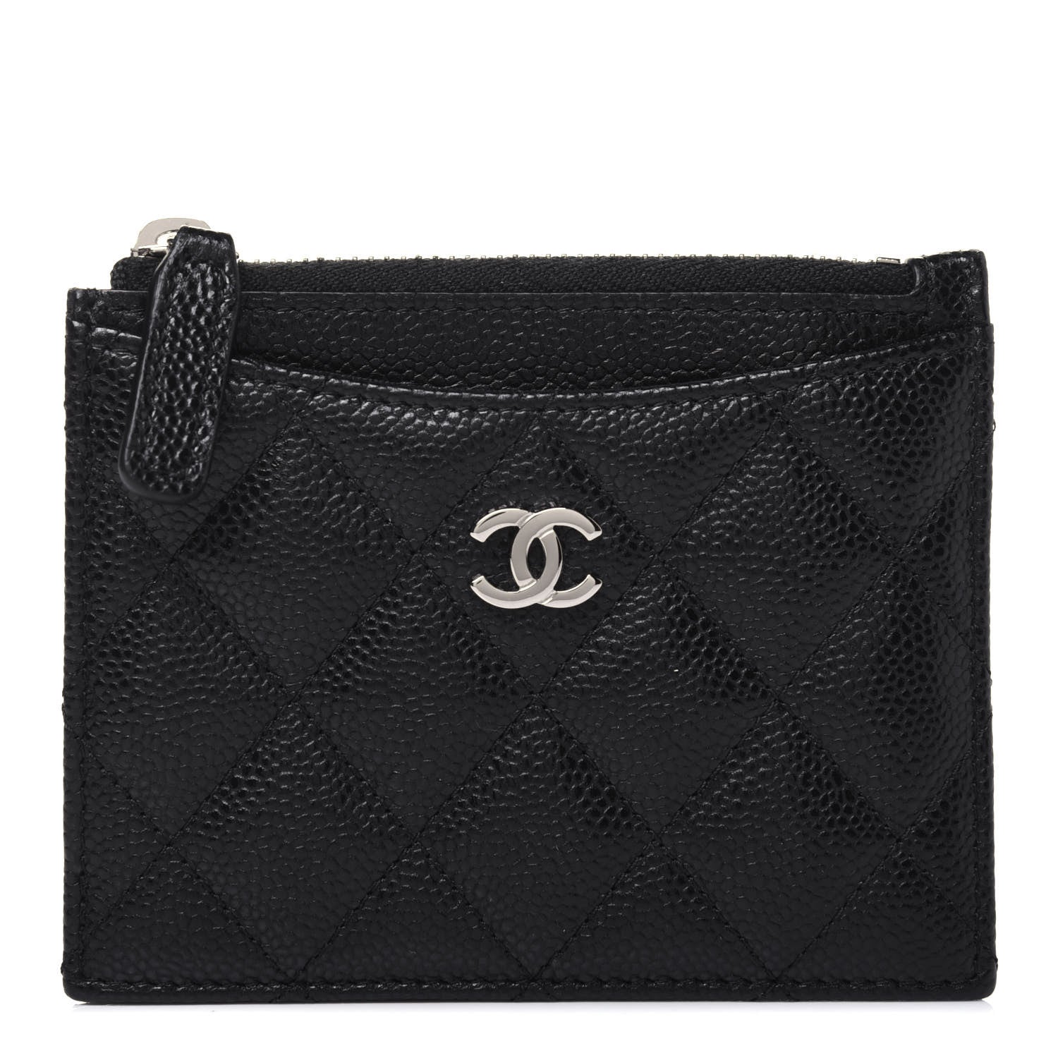 Chanel Caviar Quilted CC Zip Card Holder Black 1 of 13