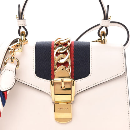 Gucci Calfskin Mini Sylvie Top Handle Bag White 11 of 11