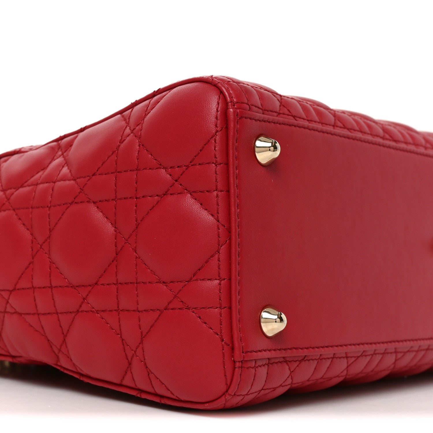 Christian Dior Lambskin Cannage Large Lady Dior Red 9 of 10