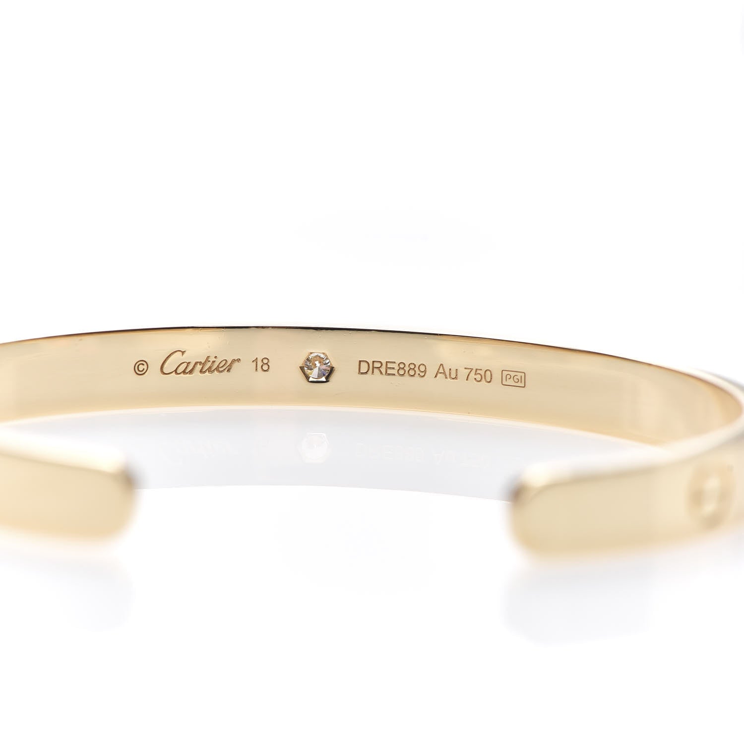 Cartier 18K Yellow Gold 1 Diamond LOVE Cuff Bracelet 18 4 of 5